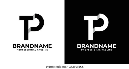 Letter TP or PT Monogram Logo, suitable for any business with TP or PT initials.