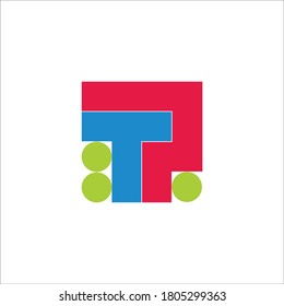 letter tp square dots geometric colorful design logo vector