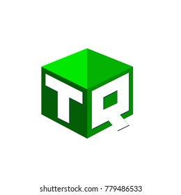 Letter TQ logo in hexagon shape and green background, cube logo with letter design for company identity.
