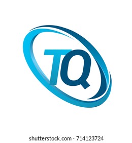 letter TQ logotype design for company name colored blue swoosh. vector logo for business and company identity.