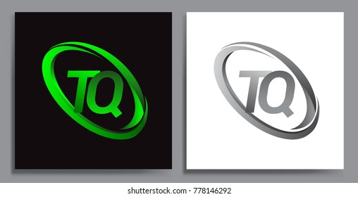 letter TQ logotype design for company name colored Green swoosh and grey. vector set logo design for business and company identity.

