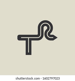 Letter TR pencil shape logo design. Link icon in flat style isolated on grey background. Graphic alphabet symbol for your corporate business identity, website, app, UI. Arts logo design inspiration.