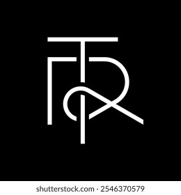 Logo monogramme de la lettre TR ou RT chevauchant la ligne