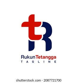 Letter TR, RT, T RLogo Design. On dark blue, navy blue and red color. Simple, luxury, and elegant logo illustration vector