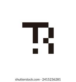 letter tr simple linked pixels logo vector 