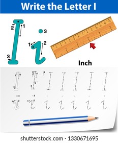 Letter I tracing alphabet worksheets illustration