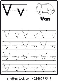 Letter tracing and coloring page for kids. Kids can practice and trace these letters. In this way, they can learn the alphabet.