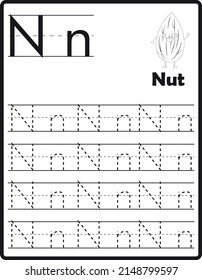 Letter tracing and coloring page for kids. Kids can practice and trace these letters. In this way, they can learn the alphabet.