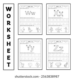 Letter tracing pages for kids to practice handwriting, enhance alphabet skills, and build literacy confidence