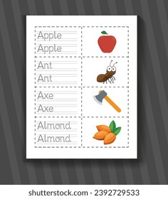 A Letter Tracing Word For Kids. Alphabet tracing practice preschool worksheet