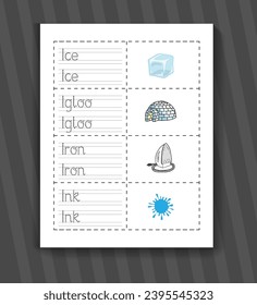 I Letter Tracing Word For Kids. Alphabet tracing practice preschool worksheet