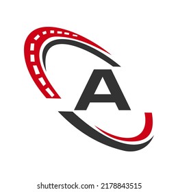 Letter A Transport Sign, Transportation Logo Design Template. Automotive Sport Road Logo Element