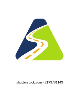 Letra A Logotipo De Transporte Basado En Plantilla De Vector De Símbolo De Ruta De Carretera