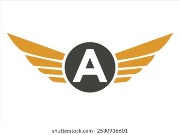 Letra A Diseño De Logotipo De Transporte. Símbolo de ala para señal de carga