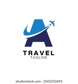 A letter Travel Logo Icon, Summer travel logo icon template, Travel agency logo template.