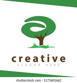 A Letter tree green logo vector template