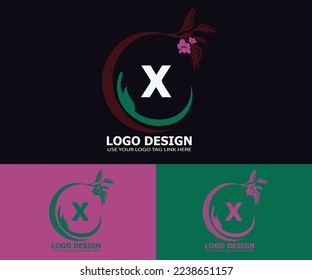 Letter with tree- hand- leaf and fruit-logo design