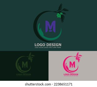 Letter with tree- hand- leaf and fruit-logo design