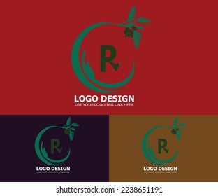 Letter with tree- hand- leaf and fruit-logo design