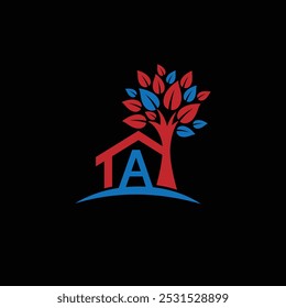 Letra A Con Diseño De Logotipo De Casa De Árbol