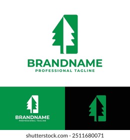 Letra I Logo del árbol, para cualquier marca ambiental con I inicial