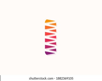 I letter trendy gradient color logo with diagonal lines. Sliced design perfect for creative poster, brand label, social media , corporate identity and more