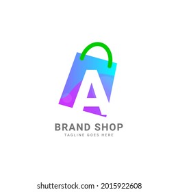Buchstabe Eine trendige Einkaufstasche, Vektorlogo-Design-Element