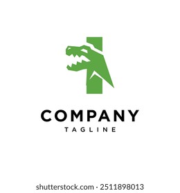 Letra I T-Rex Dinosaurus ícone ícone de logotipo vetor