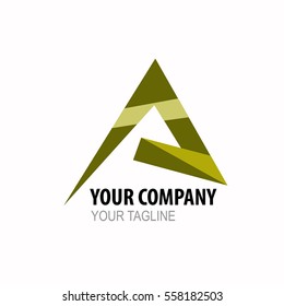 Letter A triangle abstract logo template elements yellow