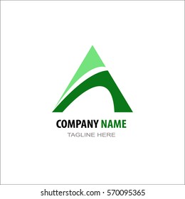 Letter A triangle abstract logo template elements green
