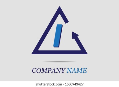 letter I with triangle arrow. vector illustration