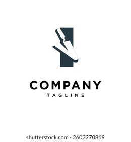 Letter I Triangle Bricklaying Trowel Logo Icon Vector