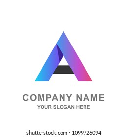 Letter A Triangle Building Geometric Logo Vector