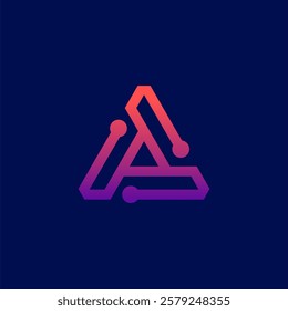 letter a triangle  line logo design vector