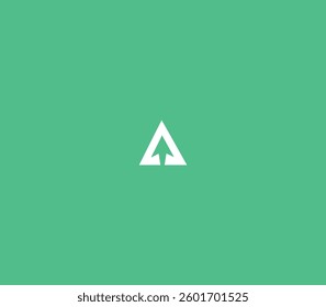 Letter A Triangle Logo with Arrow with Green Background. 