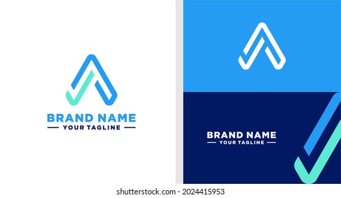 LETTER A TRIANGLE LOGO CHECK MARK EDITABLE