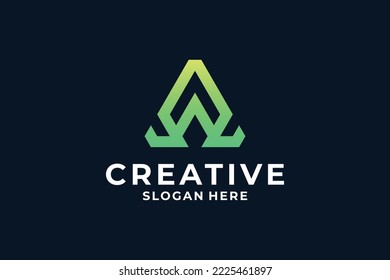 letter A with triangle logo design concept.