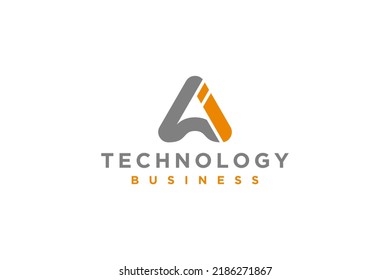 A letter triangle logo design technology business icon symbol