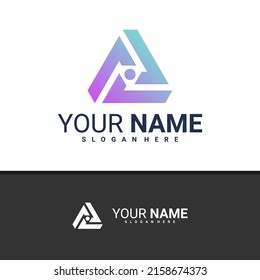 Letter A triangle logo design vector, Creative Triangle logo concepts template illustration.