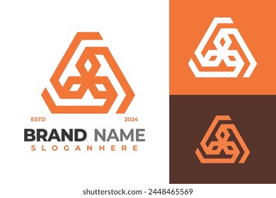 Letter A Triangle logo design vector symbol icon illustration