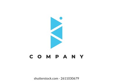 letter i triangle modern tech logo