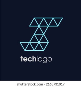 Letter I Triangle Polygon Tech Logo