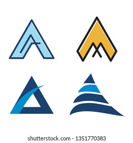 A Letter Triangle Shape Simple Modern Icon Symbol Variation Set