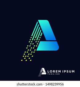 A Letter or Letter A Triangle Technology Logo Design Vector