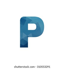 letter triangular blue icon logo p