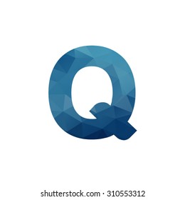 letter triangular blue icon logo q