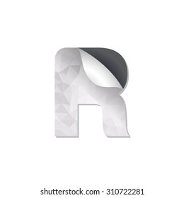 letter triangular paper fold icon logo r
