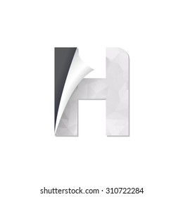 letter triangular paper fold icon logo h