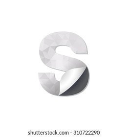 letter triangular paper fold icon logo s