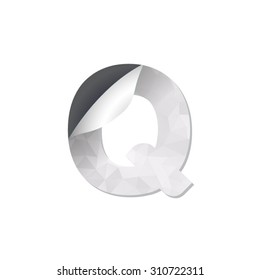 letter triangular paper fold icon logo q